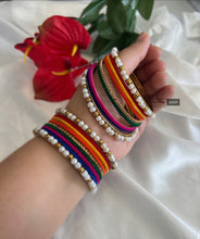 Load image into Gallery viewer, Pearl Velvet Multicolor bangle set
