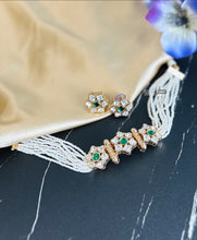 Load image into Gallery viewer, 22k gold plated Tayani Pearl Choker Necklace set
