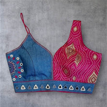 Load image into Gallery viewer, Denim Pink Bandhani 36-40 Size Blouse
