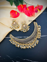 Load image into Gallery viewer, Golden finish flower Statement Necklace set
