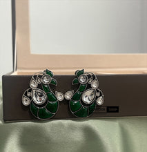 Load image into Gallery viewer, German Silver pachi Peacock Stud Earrings
