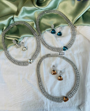 Load image into Gallery viewer, Lyra ocean Blue Certified svarovski Crystal American Diamond Premium set
