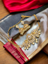 Load image into Gallery viewer, Peacock cz Kemp Stone Choker temple ethnic Necklace set
