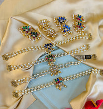 Load image into Gallery viewer, Dainty Golden Lotus Jadau pachi choker Necklace set temple  jewelry
