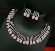 Load image into Gallery viewer, German silver stone simple sleek necklace set
