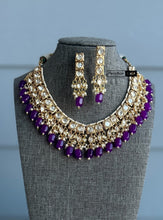 Load image into Gallery viewer, Purple 22k gold plated Tayani Pearl Choker Premium Necklace set

