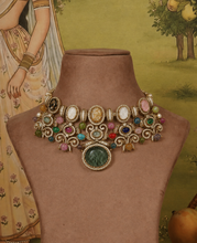 Load image into Gallery viewer, Sabya Inspired Celebrity Multicolored Gemstones Premium choker Necklace set
