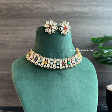 Load image into Gallery viewer, Prisha Golden Multicolor gold plated Tayani Choker Necklace set.
