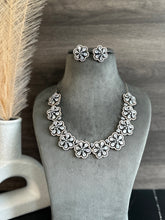 Load image into Gallery viewer, Anaya Flower Victorian White American Diamond Necklace set
