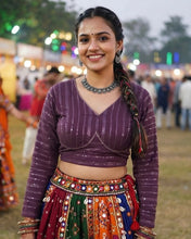 Load image into Gallery viewer, Wine 40-44 Sequins Shiny Blouse

