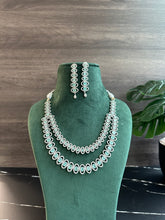 Load image into Gallery viewer, Silver Two Layered American Diamond cz Necklace set
