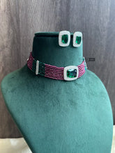 Load image into Gallery viewer, Premium Hydro Choker Crystal Beads American Diamond choker set
