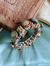 Load image into Gallery viewer, Statement Kundan Meenakari Jadau Kundan Rajasthani Openable Single Bangle
