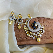 Load image into Gallery viewer, American diamond Golden pearl kundan Pendant pendant set
