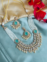 Load image into Gallery viewer, Mint Doublet Tayani 22k gold plated double layer necklace set
