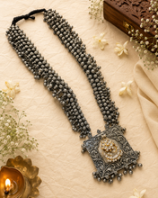 Load image into Gallery viewer, Fusion German Silver White Pachi Ghunghroo Long necklace
