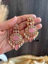 Load image into Gallery viewer, 22k gold plated Pink Doublet Tayani Gold plated Earrings
