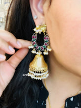 Load image into Gallery viewer, Nandi Golden German silver Jhumka earrings
