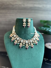 Load image into Gallery viewer, 22k gold plated Ruby Green Tayani Tassel Necklace set
