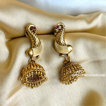 Load image into Gallery viewer, Peacock Temple Ethnic Jhumka Earrings temple jewelry
