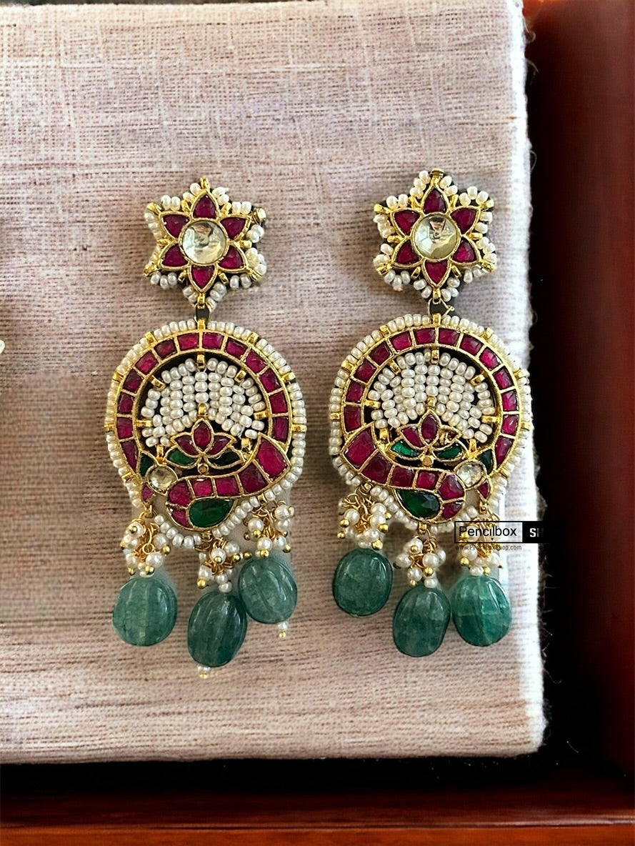 Pachi Kundan Multicolor Peacock Statement Designer Earrings