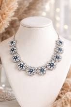 Load image into Gallery viewer, Anaya Flower Victorian Royal Blue American Diamond Necklace set
