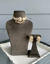 Load image into Gallery viewer, Sophia Lavender 22k Gold plated meenakari Tayani Choker Premium Statement Necklace set
