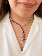 Load image into Gallery viewer, Ruby Layered Solitaire Premium Necklace set
