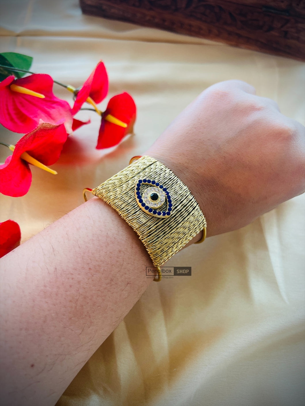 Evil eye Stainless steel Broad Openable cuff Bracelet IDW