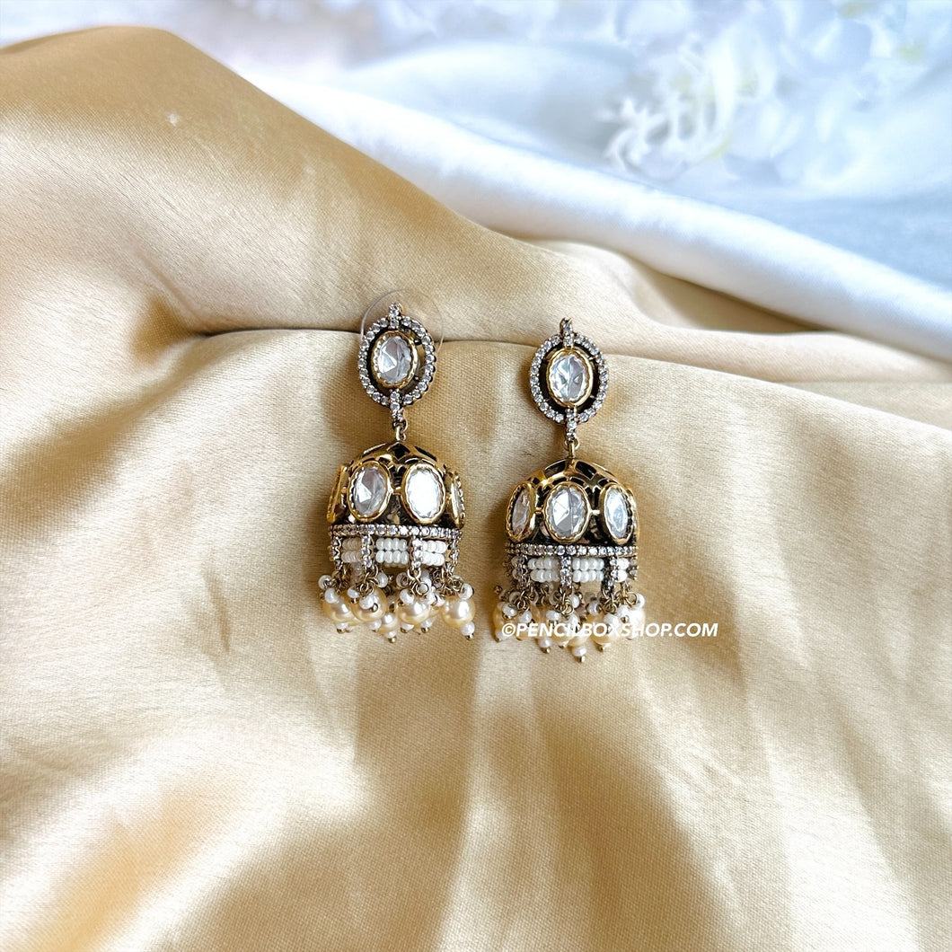 Premium Small Tayani statement 22k Gold plated Pearl jhumki  Earrings