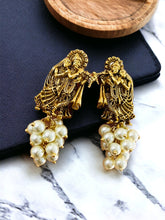 Load image into Gallery viewer, Radha Krishna Pearl Temple earrings
