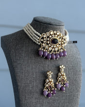 Load image into Gallery viewer, Purple Golden moissanite Choker Necklace set
