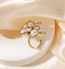 Load image into Gallery viewer, 18k gold plated Stainless Steel Flower gold adjustable ring IDW
