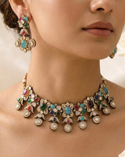 Load image into Gallery viewer, Sabya Inspired Celebrity Multicolored Gemstones Choker Premium Necklace set
