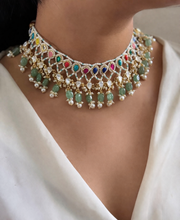 Load image into Gallery viewer, Multicolor Premium Moissanite Pearl Drop Designer Necklace set
