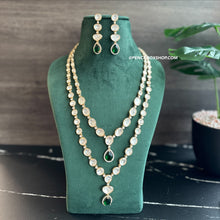 Load image into Gallery viewer, Tayani Green Double layered gold plated  Necklace set.
