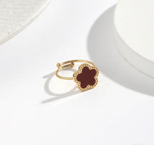 Load image into Gallery viewer, 18k gold plated Clover Stainless Steel Adjustable Golden Ring
