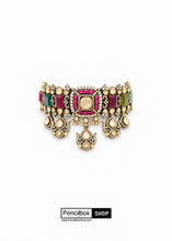 Load image into Gallery viewer, Multicolor Navratan Moissanite Gold Plated Choker Premium Necklace Set
