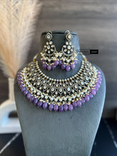 Load image into Gallery viewer, Purple Golden moissanite Premium  Statement Necklace set
