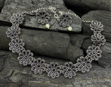 Load image into Gallery viewer, German Silver Flower Multicolor Premium stone Necklace set
