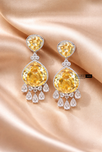 Load image into Gallery viewer, Designer Drop Solitaire American Diamond Statement Necklace Set
