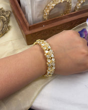 Load image into Gallery viewer, Moissanite Sunheri 22k Gold Plated Cz Openable Kada Bangle

