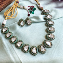 Load image into Gallery viewer, Green Invisible Setting Moissanite Statement Classy Necklace set
