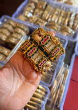 Load image into Gallery viewer, Broad Swarovski Work Pearl Rajwadi Heritage Bangle Set
