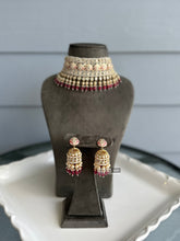 Load image into Gallery viewer, Ivory Ruby Tayani Statement Heavy 22k gold plated choker necklace set
