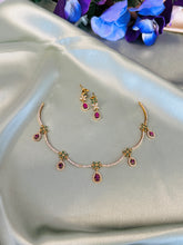 Load image into Gallery viewer, Hanging Dainty multicolor Simple American Diamond cz Necklace set
