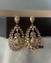 Load image into Gallery viewer, Green Tayani statement 18k Gold plated Dangling Earrings
