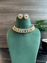 Load image into Gallery viewer, Prisha Golden Multicolor gold plated Tayani Choker Necklace set.
