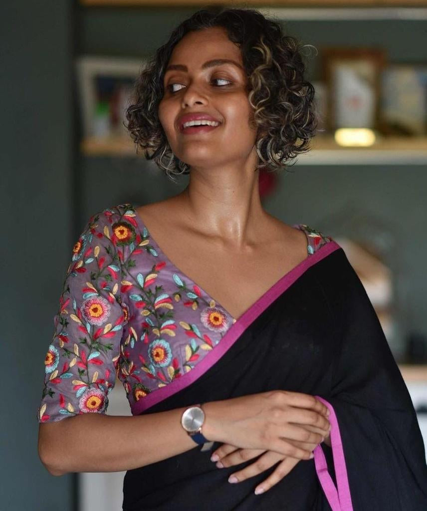 34 Size Full embroidery Work Purple Blouse