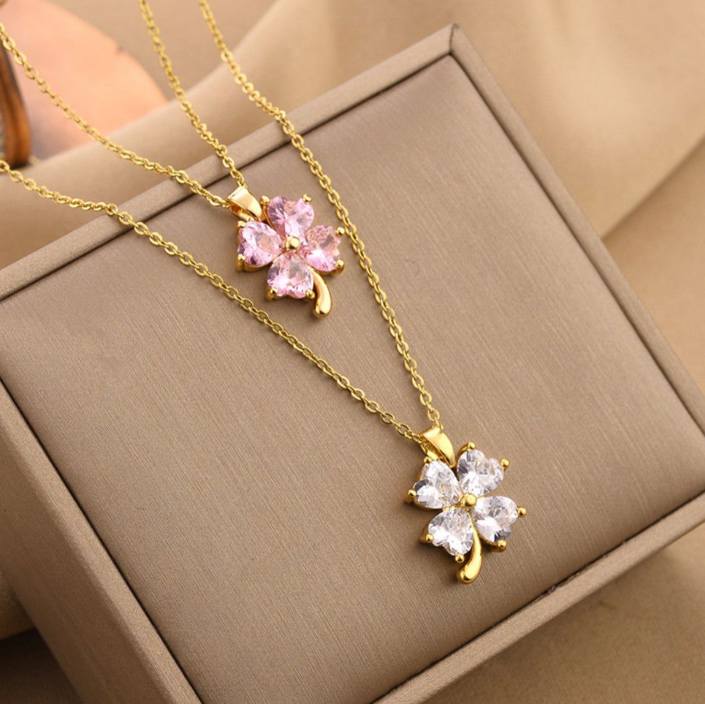 18k gold plated Stainless steel clover Pendant necklace IDW